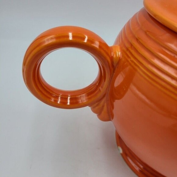 Mid Century Modern Orange Teapot Fiesta Ceramic Porcelain Top Handle Spout - Picture 4 of 10